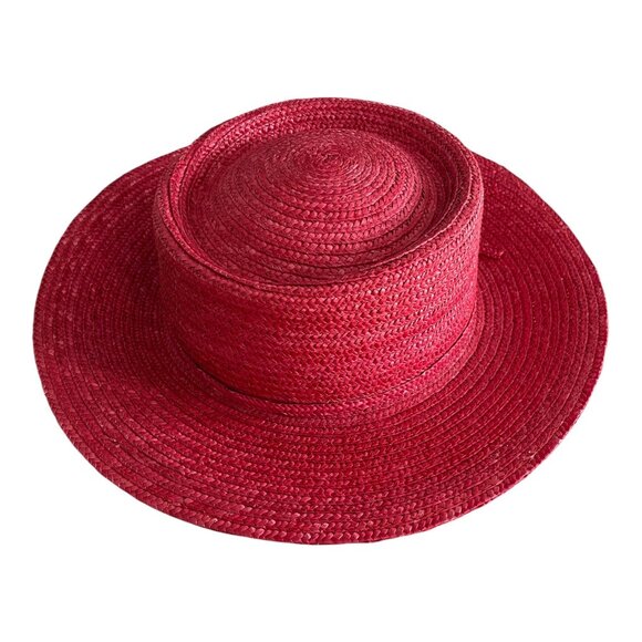 VTG Betmar New York Pink Straw Hat – Wide Brim with Bow – Style G165 - Picture 2 of 5